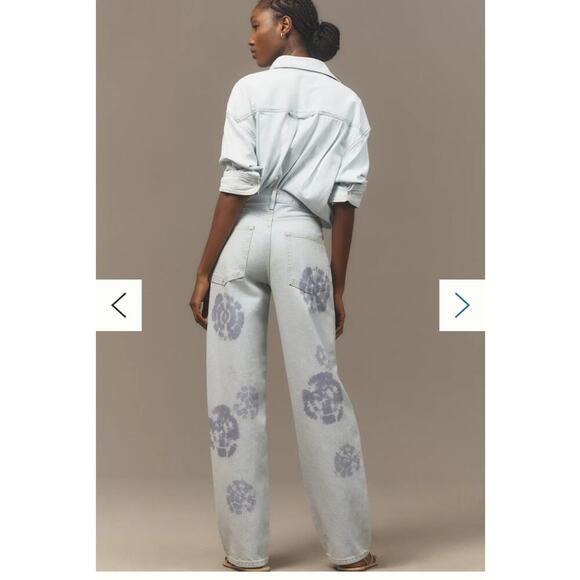 Anthropologie Pilcro Sunset High-Rise Straight-Leg Jeans Size 23 Tall Tie Dyed - Picture 4 of 11